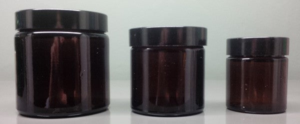 Glass amber jars (with lids)