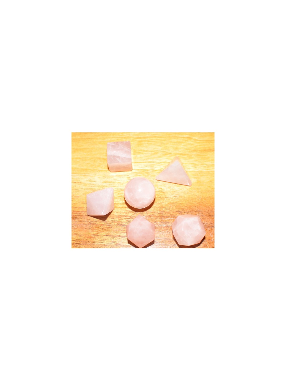 Platonic Solids rose quartz set